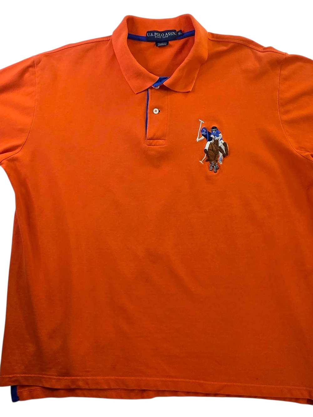 U.S. Polo Assn. Bright Orange Short-Sleeve Polo with Contrast Trim-Size XL